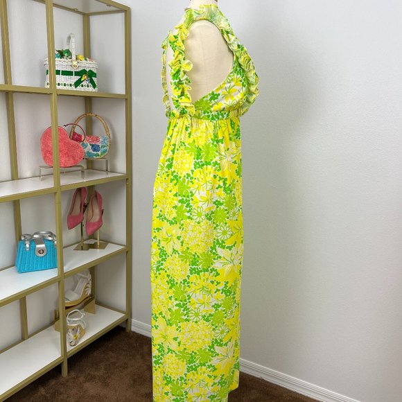 Adorable 1960s Lilly Pulitzer " The Lilly " Ruffled Maxi Dress Vintage Size 12 - Picture 5 of 13